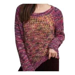 Moth Anthropologie Pink Multicolored Chunky Wool Mohair Knit Sweater, size M